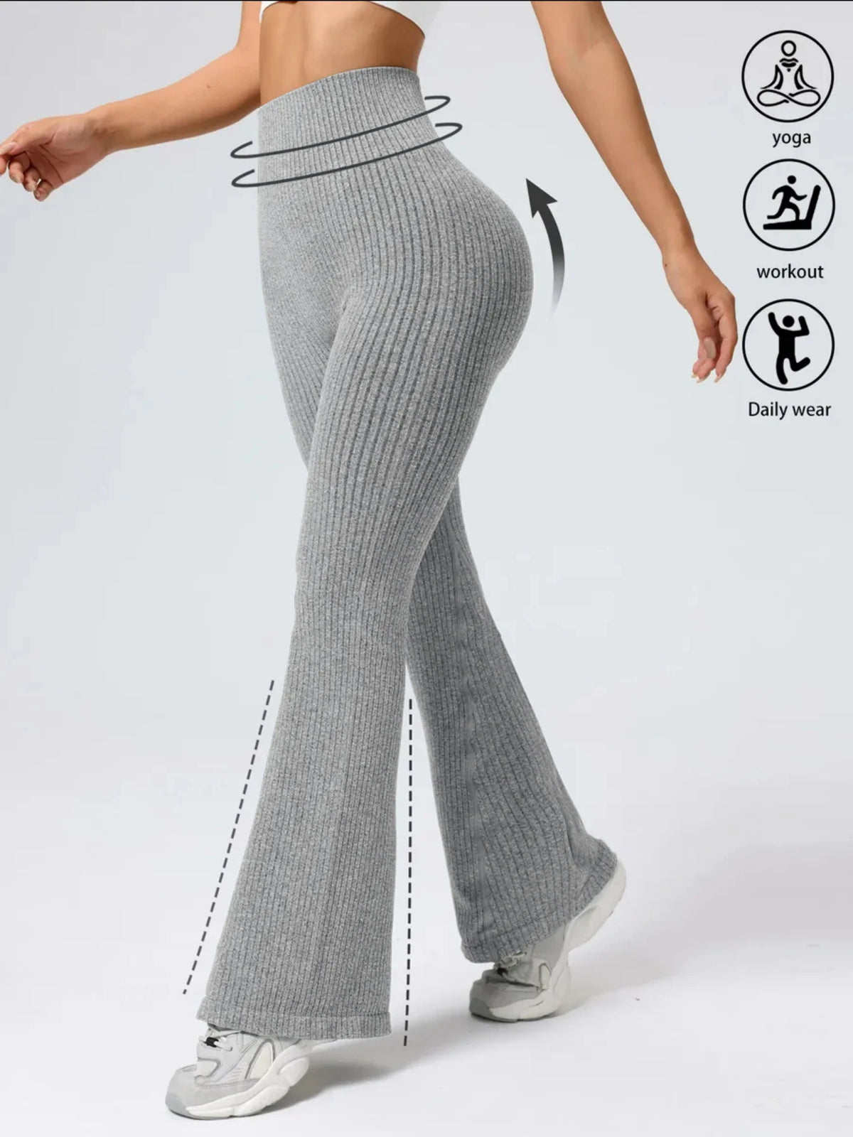 Pantalón deportivo acampanado de mujer de cintura alta