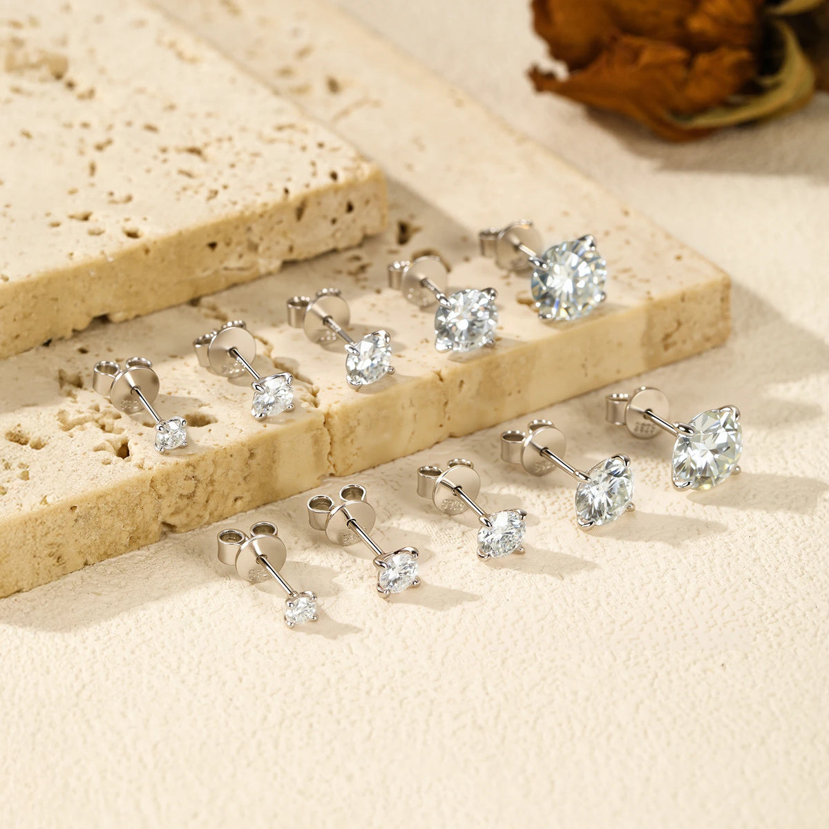 Pendientes de Moissanite MODIAN - Plata de Ley 925, Color D
