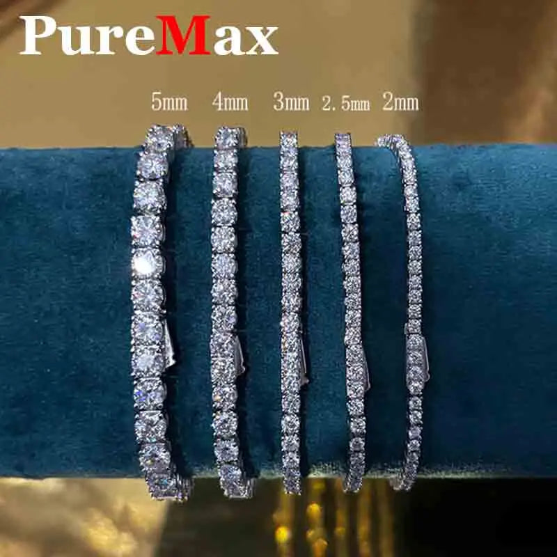 Pulsera Tenis de Moissanite para Parejas - Plata 925 Chapada en Oro, Certificado GRA