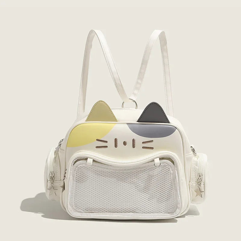 Mochila Kawaii Estilo Y2K - Bolsa Ita con Bolsillo Transparente