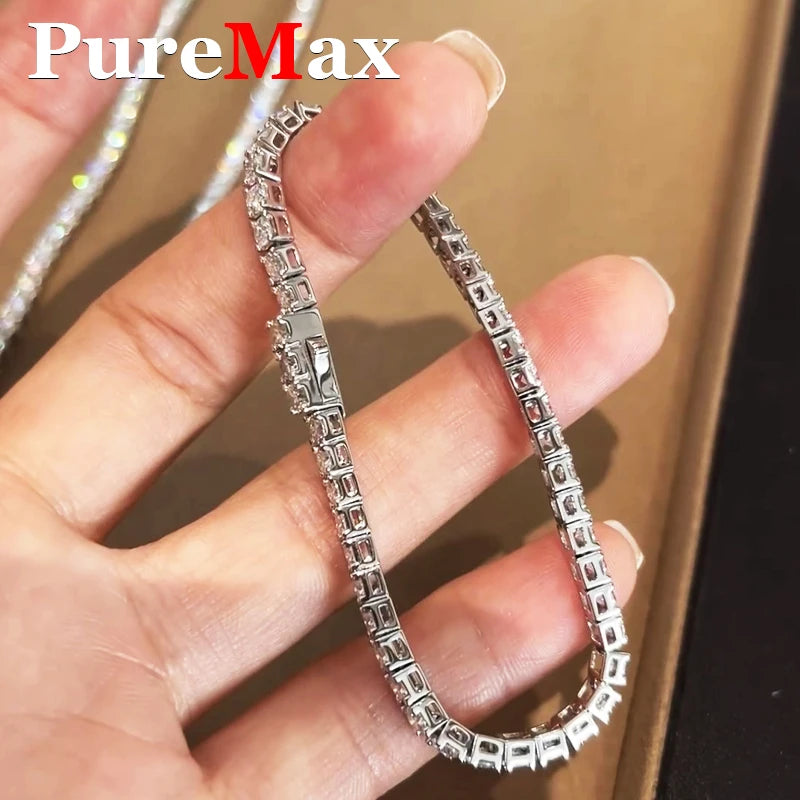 Pulsera Tenis de Moissanite para Parejas - Plata 925 Chapada en Oro, Certificado GRA