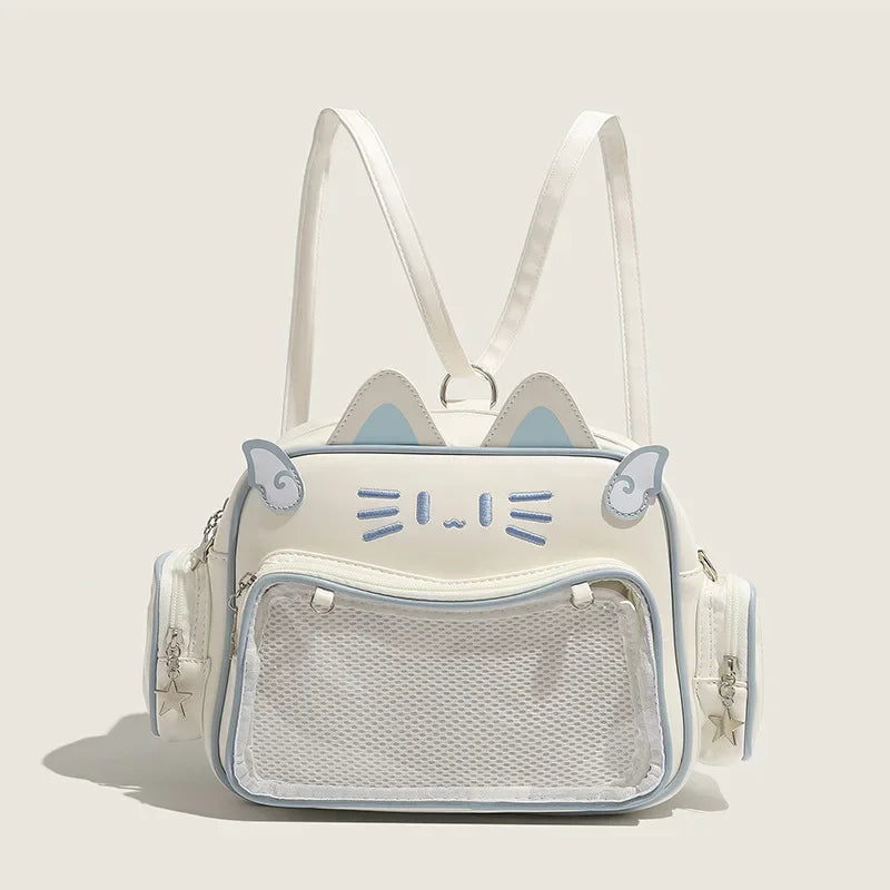 Mochila Kawaii Estilo Y2K - Bolsa Ita con Bolsillo Transparente