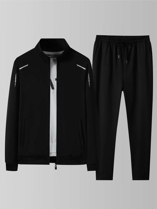 Conjunto deportivo estampado de hombre con chaqueta y pantalón