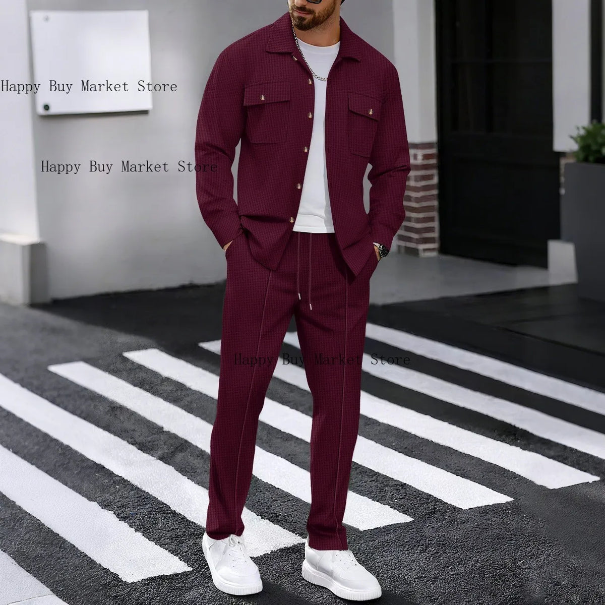 Conjunto de hombre con chaqueta de botones y pantalón