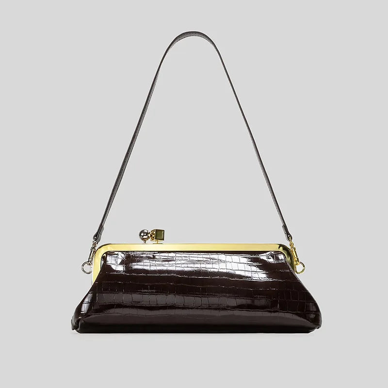 Bolso de Mano Alargado con Cierre de Broche - Estilo Diseñador
