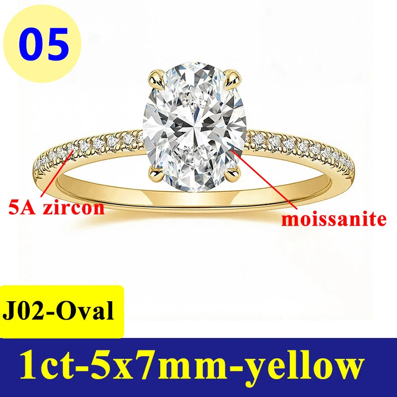 Anillo de Moissanite Ovalado 1-3CT - Plata S925 Chapada en Oro Blanco
