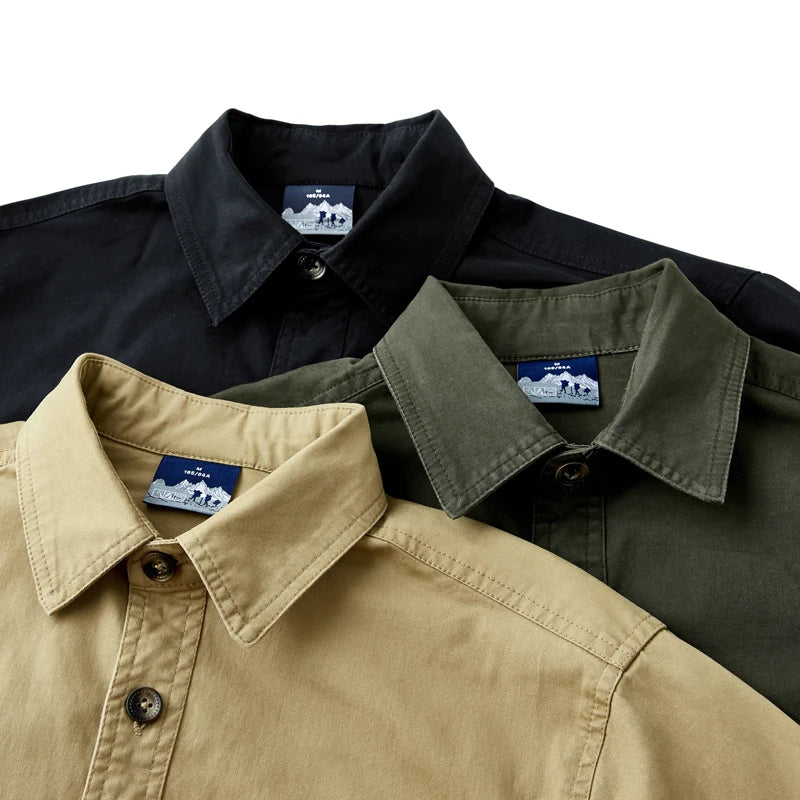 Camisa de algodón de hombre de manga larga