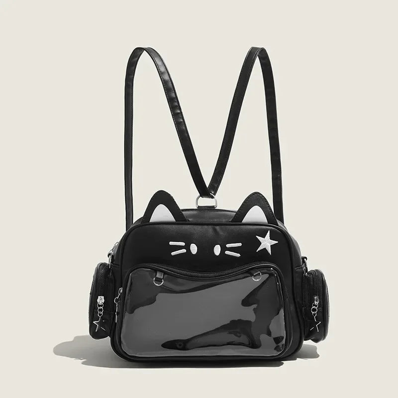 Mochila Kawaii Estilo Y2K - Bolsa Ita con Bolsillo Transparente