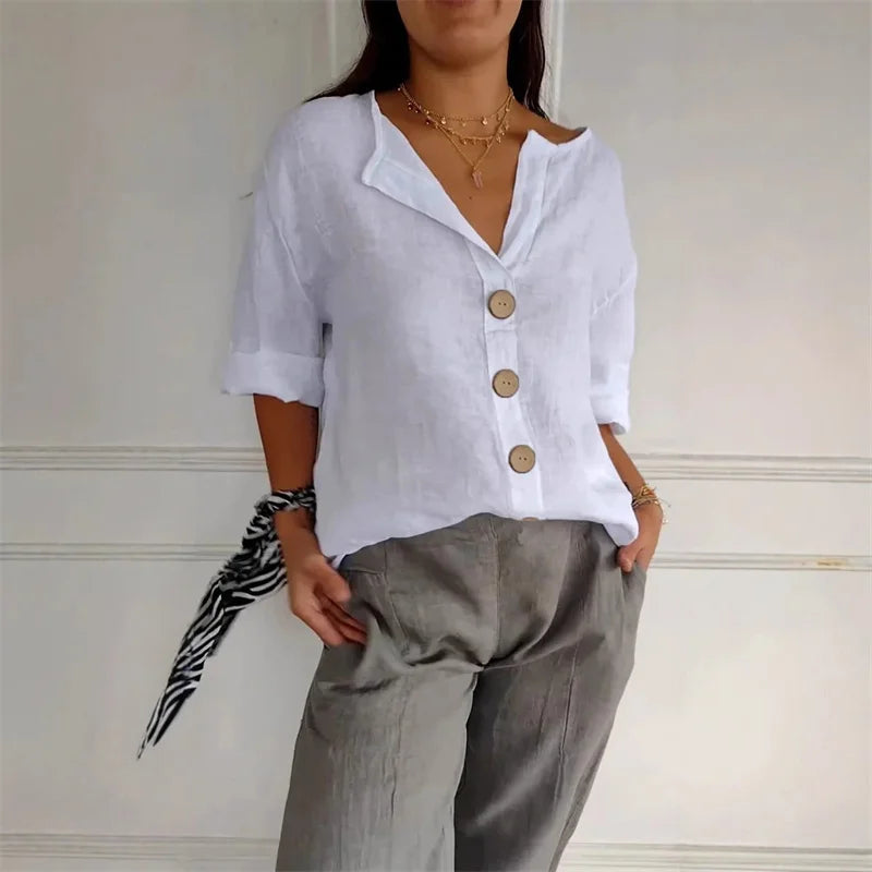 Blusa de algodón y lino