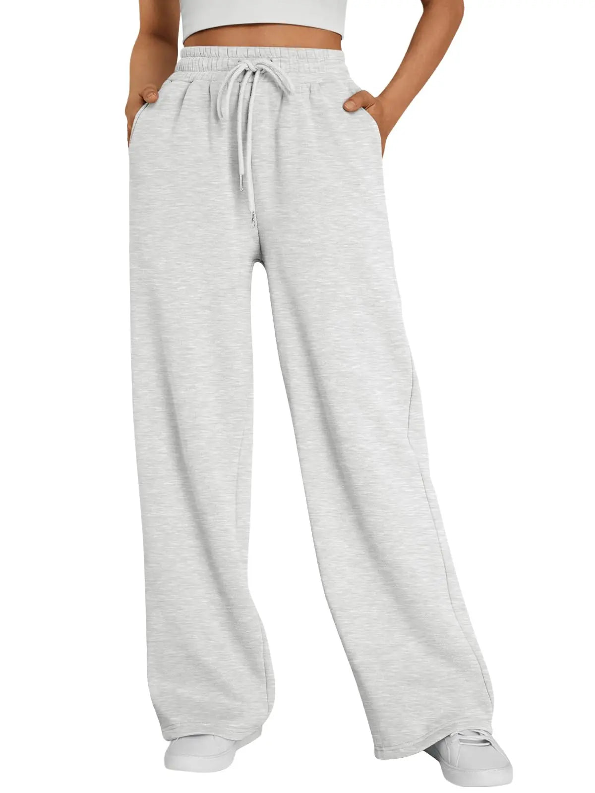 Pantalón deportivo gris de mujer de pernera ancha