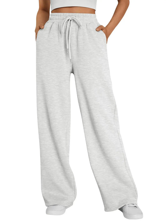 Pantalón deportivo gris de mujer de pernera ancha