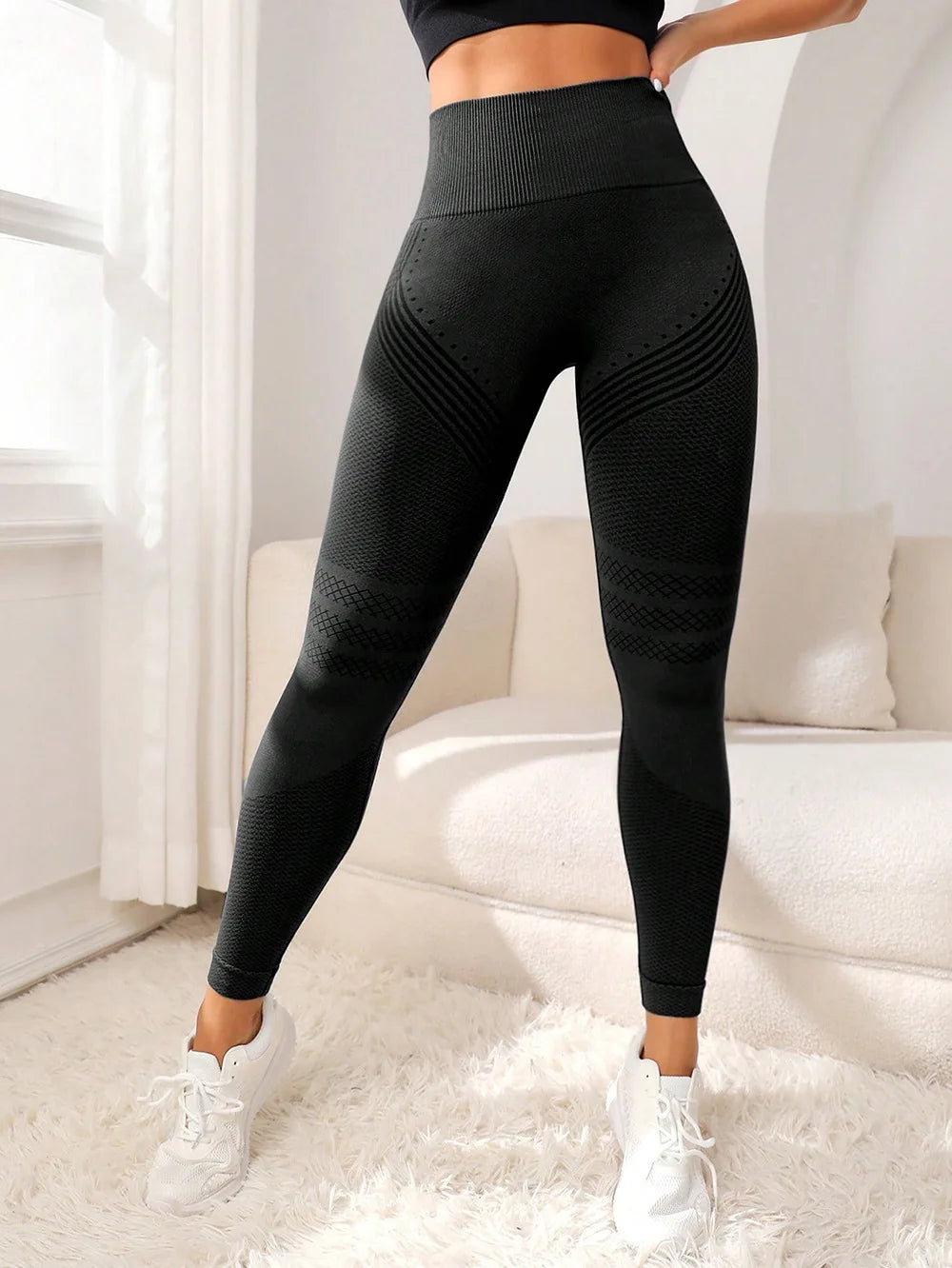 Leggings deportivos de mujer de cintura alta con líneas