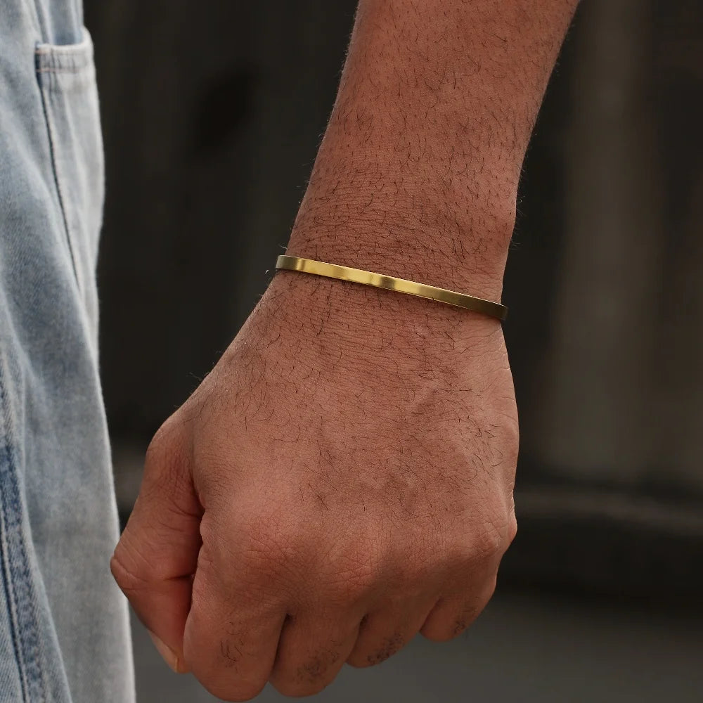 Pulsera de cadena cubana de acero inoxidable para hombre, 3 mm