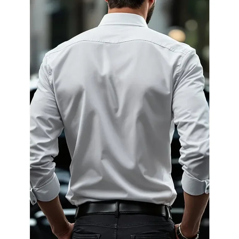Camisa lisa de hombre de manga larga estilo informal