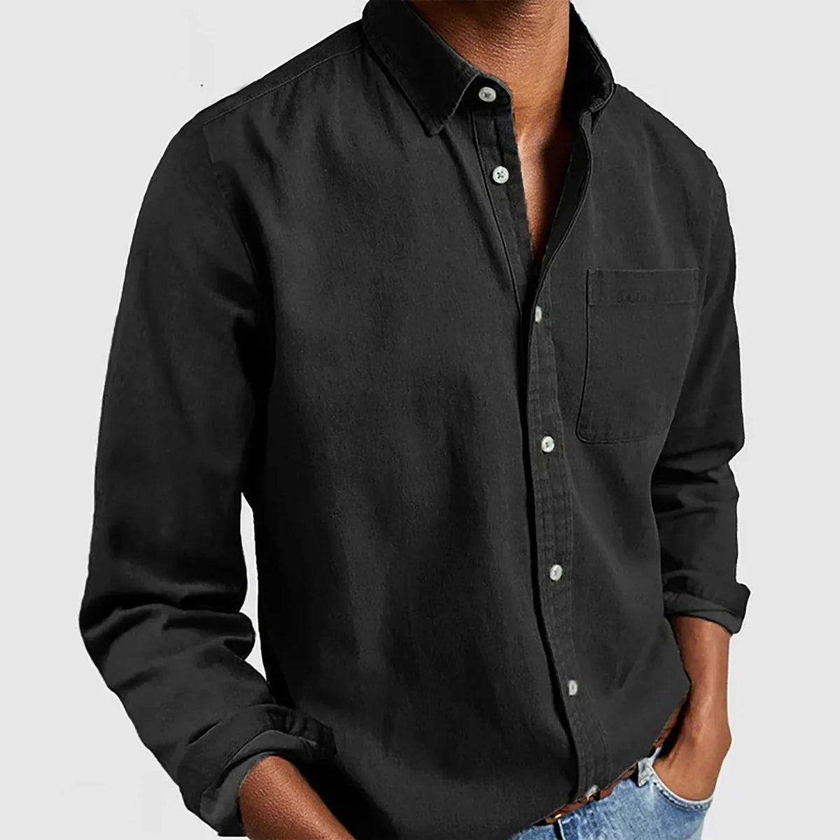 Camisa informal de hombre de manga larga y corte holgado
