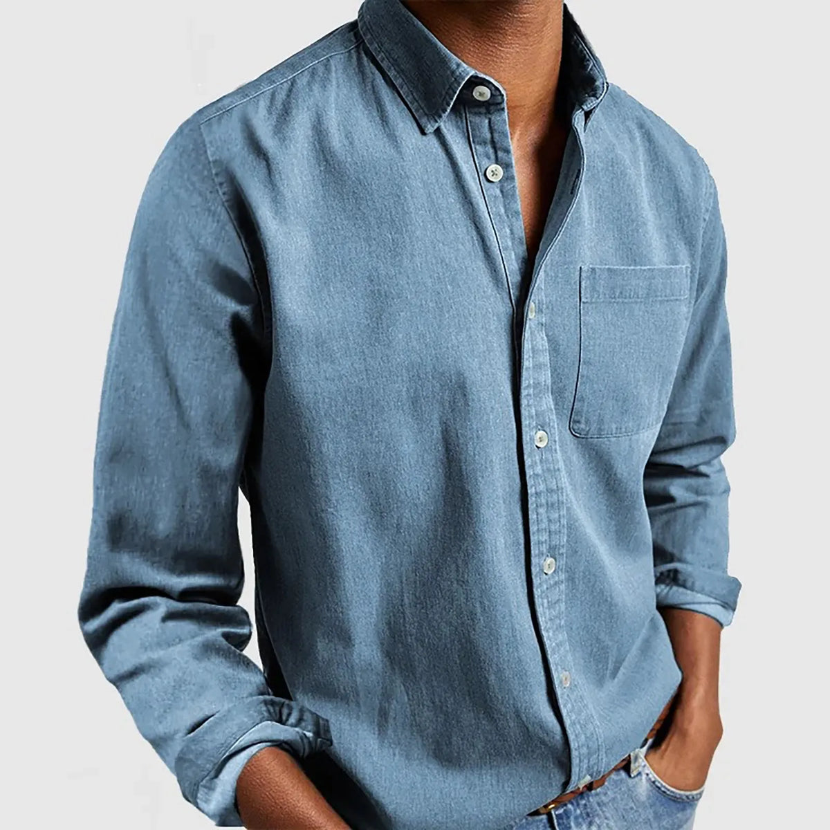 Camisa informal de hombre de manga larga y corte holgado
