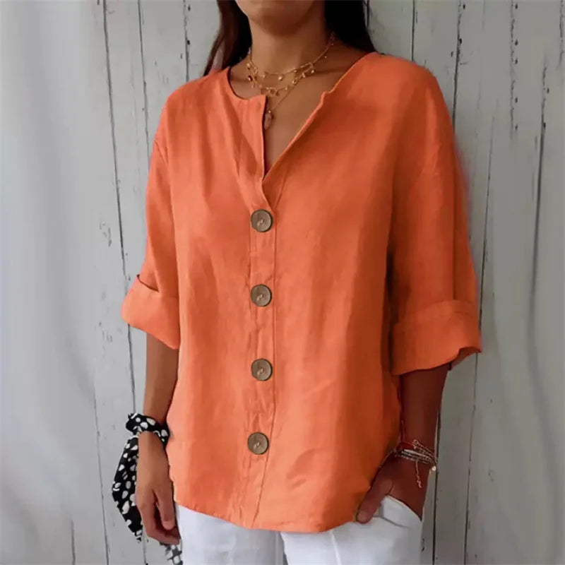 Blusa de algodón y lino