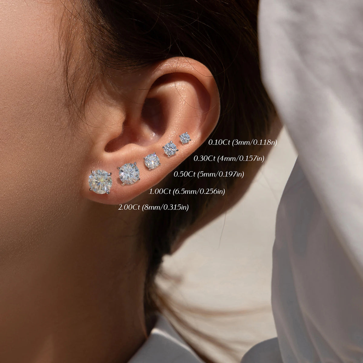 Pendientes de Moissanite MODIAN - Plata de Ley 925, Color D