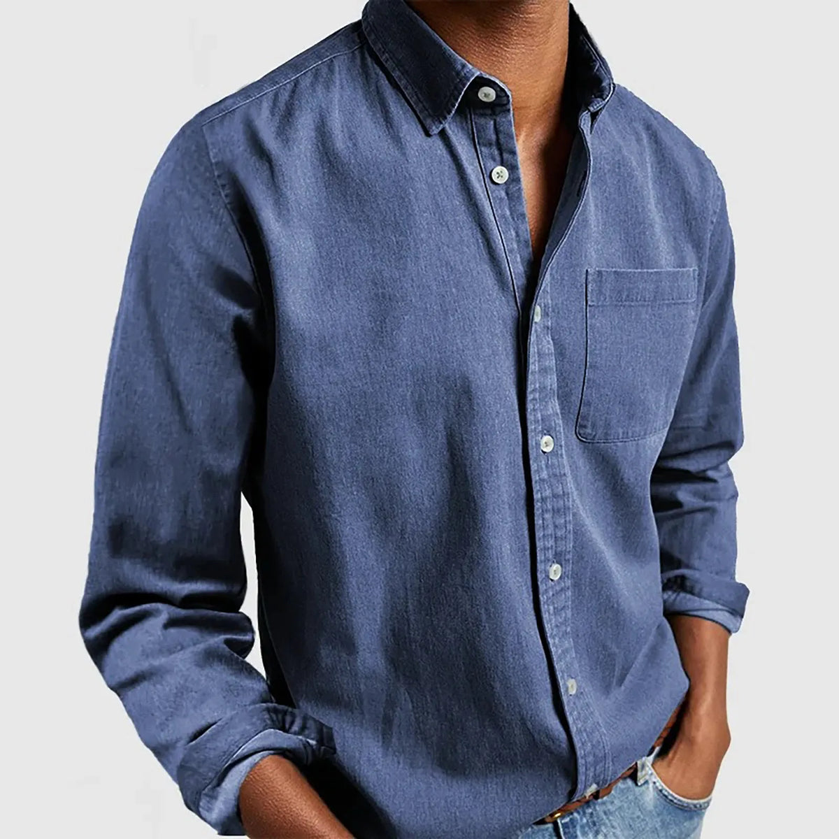 Camisa informal de hombre de manga larga y corte holgado