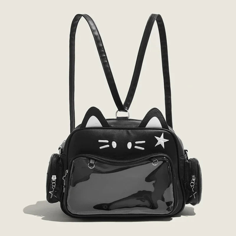 Mochila Kawaii Estilo Y2K - Bolsa Ita con Bolsillo Transparente