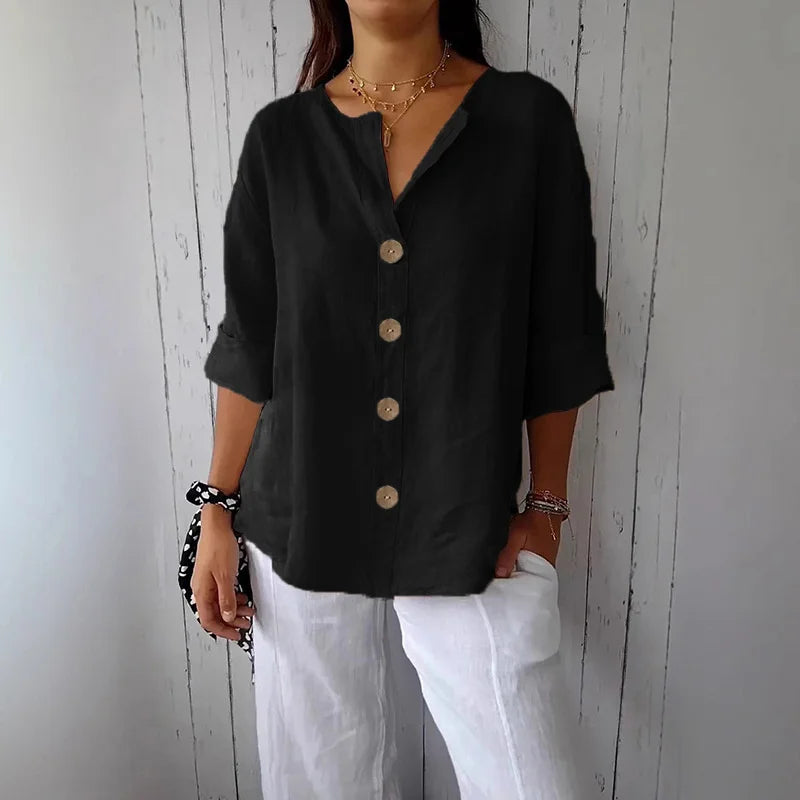 Blusa de algodón y lino