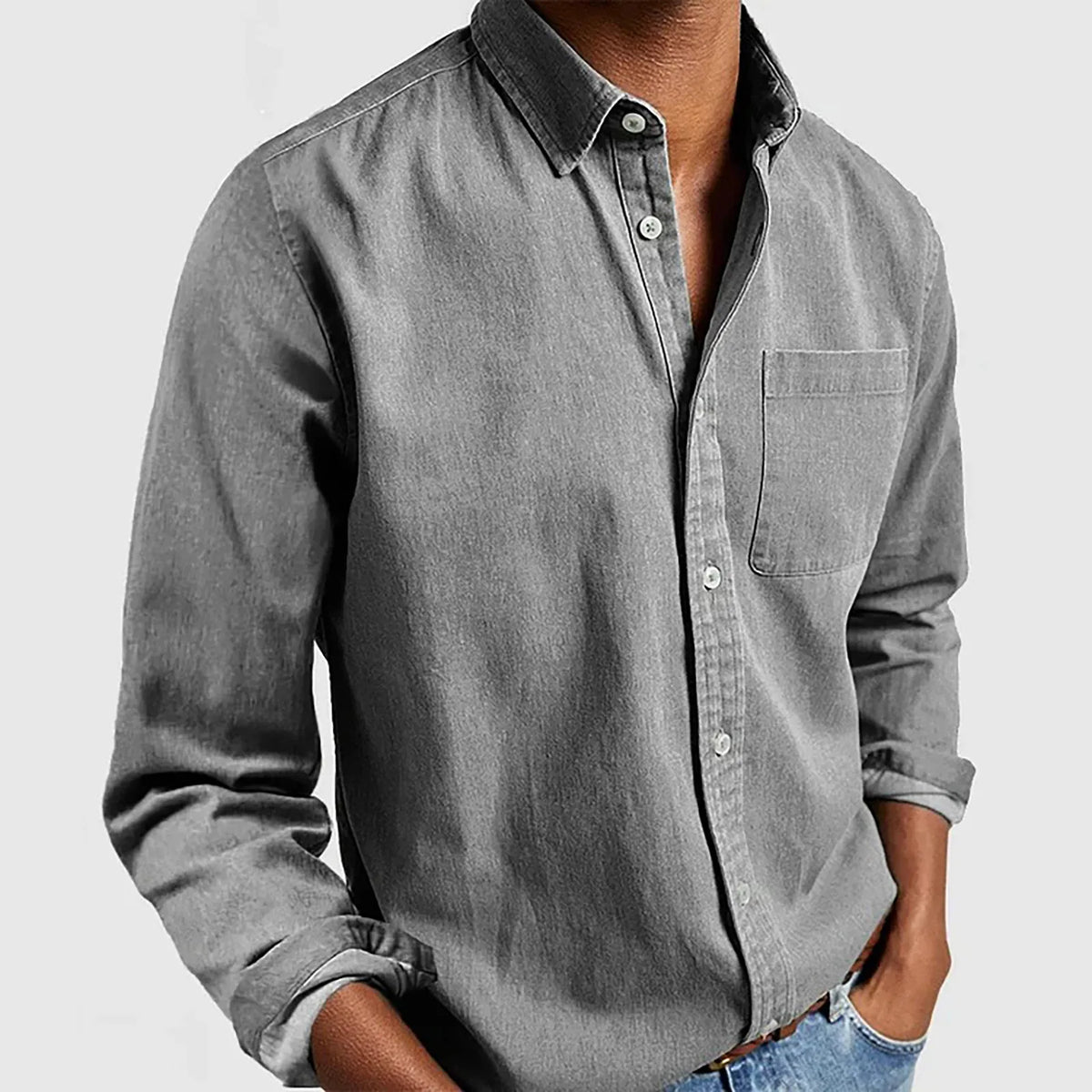 Camisa informal de hombre de manga larga y corte holgado