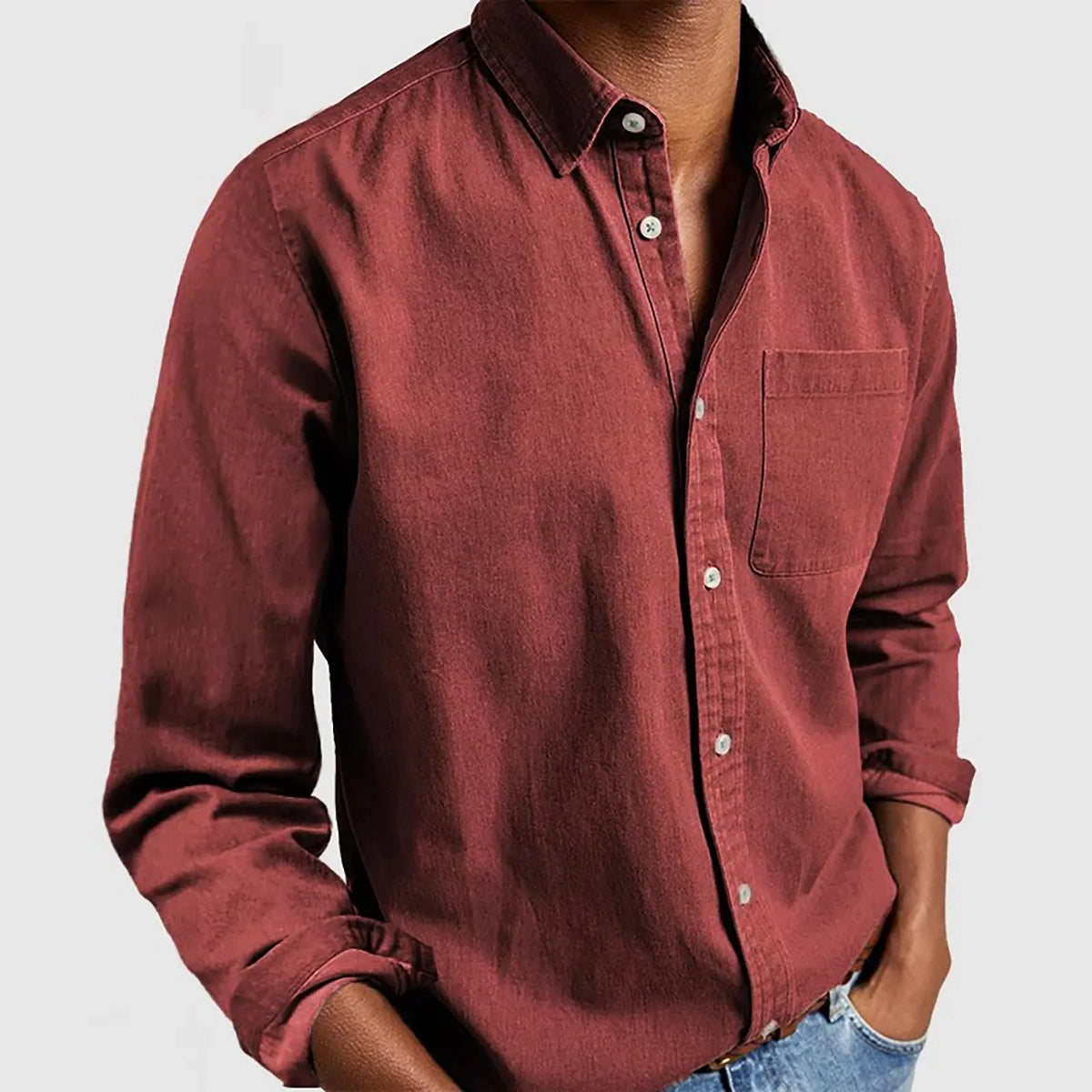 Camisa informal de hombre de manga larga y corte holgado
