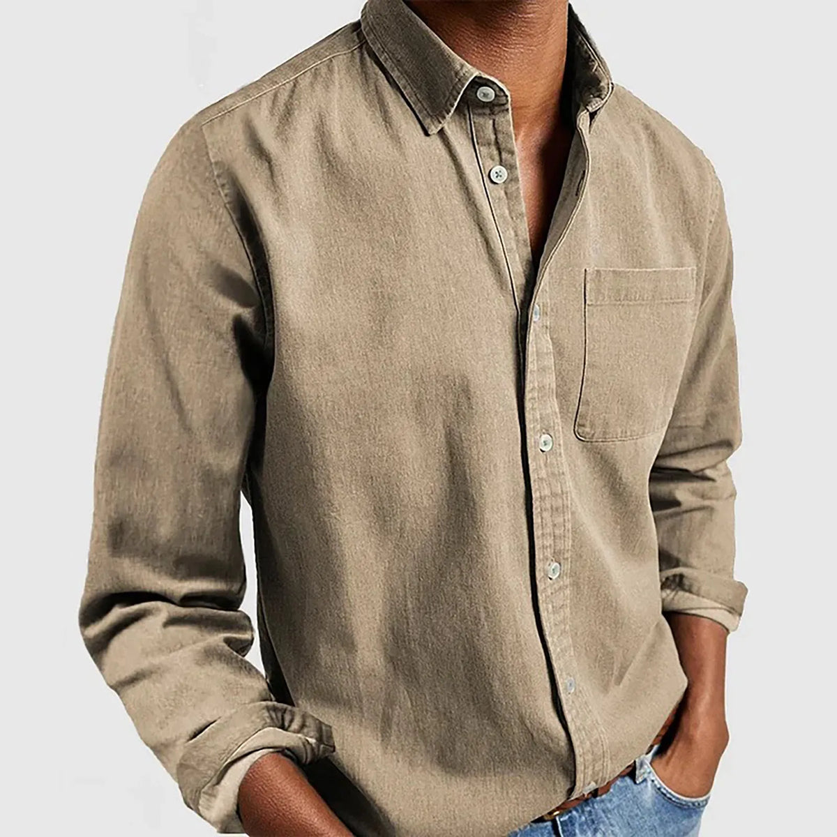 Camisa informal de hombre de manga larga y corte holgado