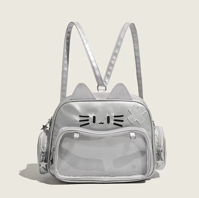 Mochila Kawaii Estilo Y2K - Bolsa Ita con Bolsillo Transparente