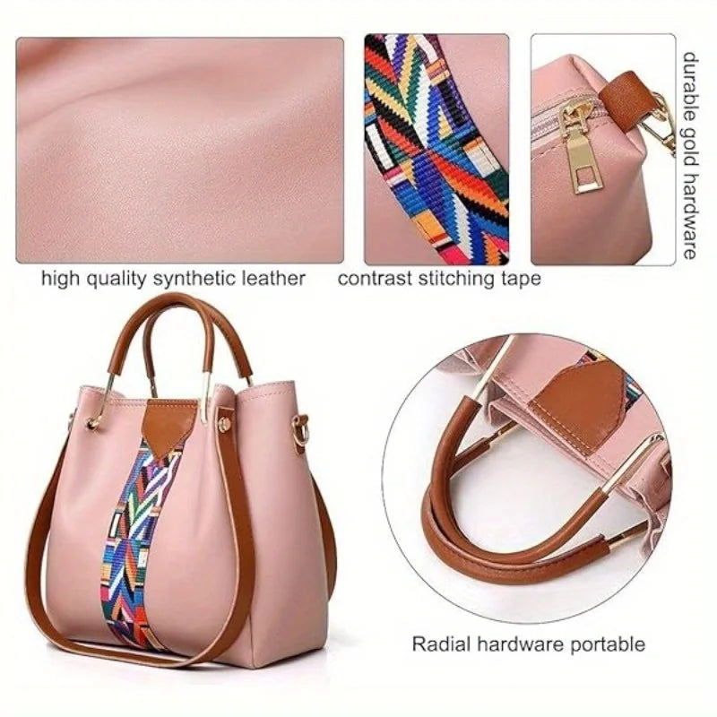 Set de 4 Bolsos de Mujer en Piel PU - Tote + Bandolera + Cartera + Tarjetero
