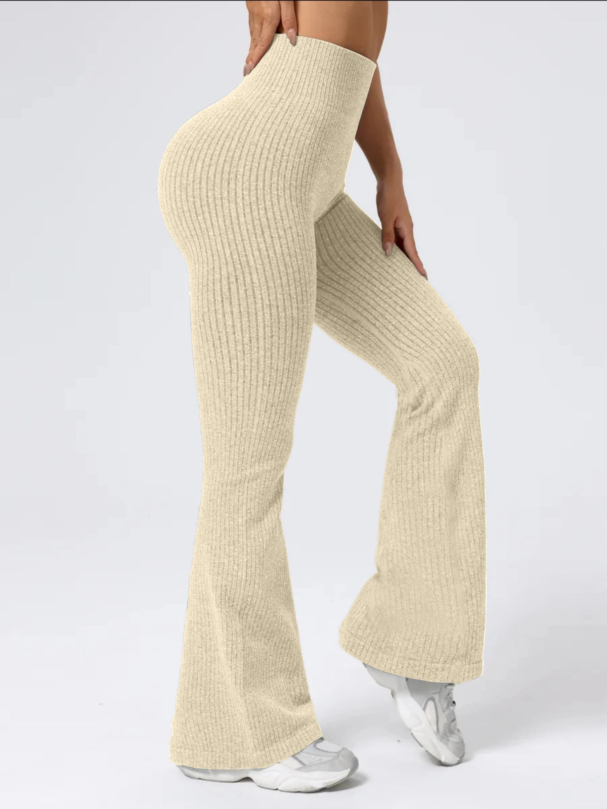 Pantalón deportivo acampanado de mujer de cintura alta