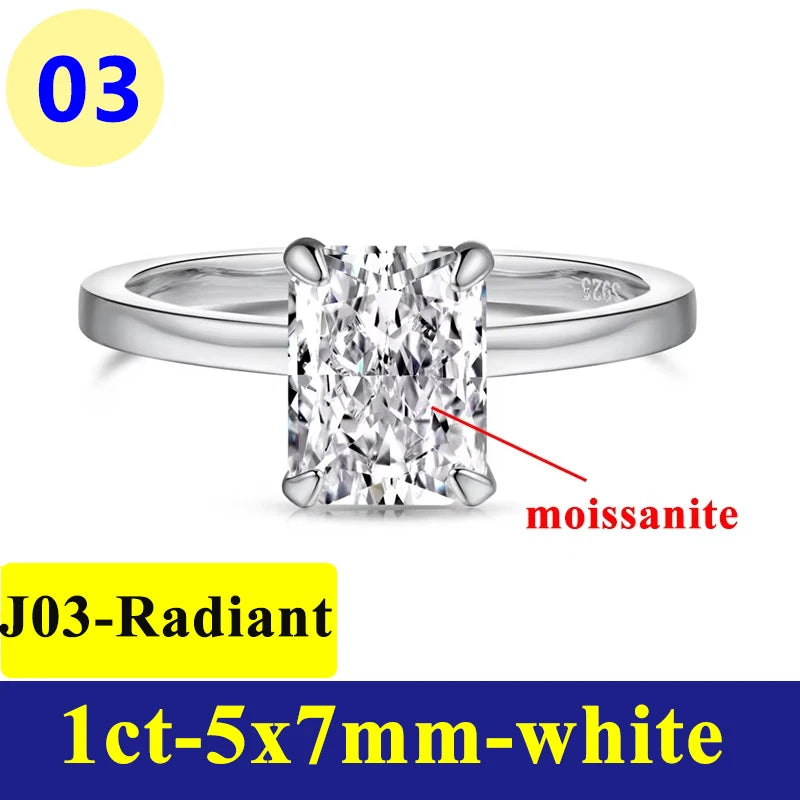 Anillo de Moissanite Ovalado 1-3CT - Plata S925 Chapada en Oro Blanco