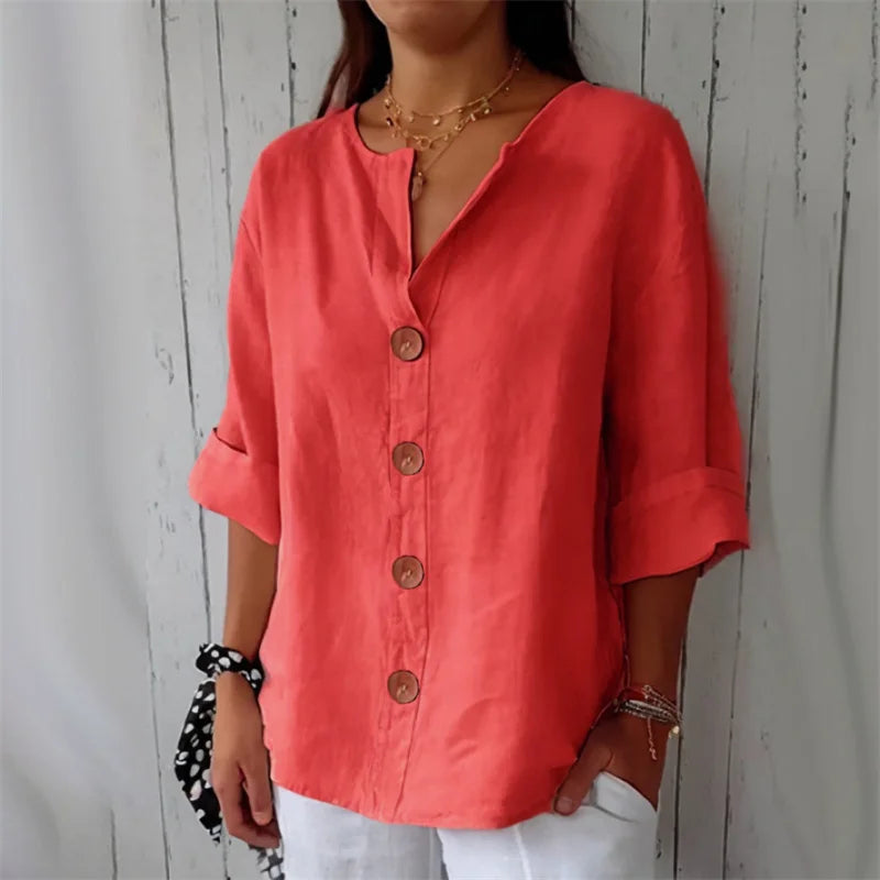 Blusa de algodón y lino