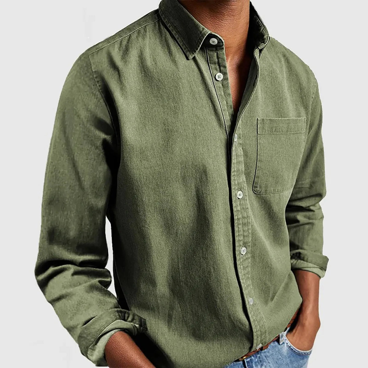 Camisa informal de hombre de manga larga y corte holgado