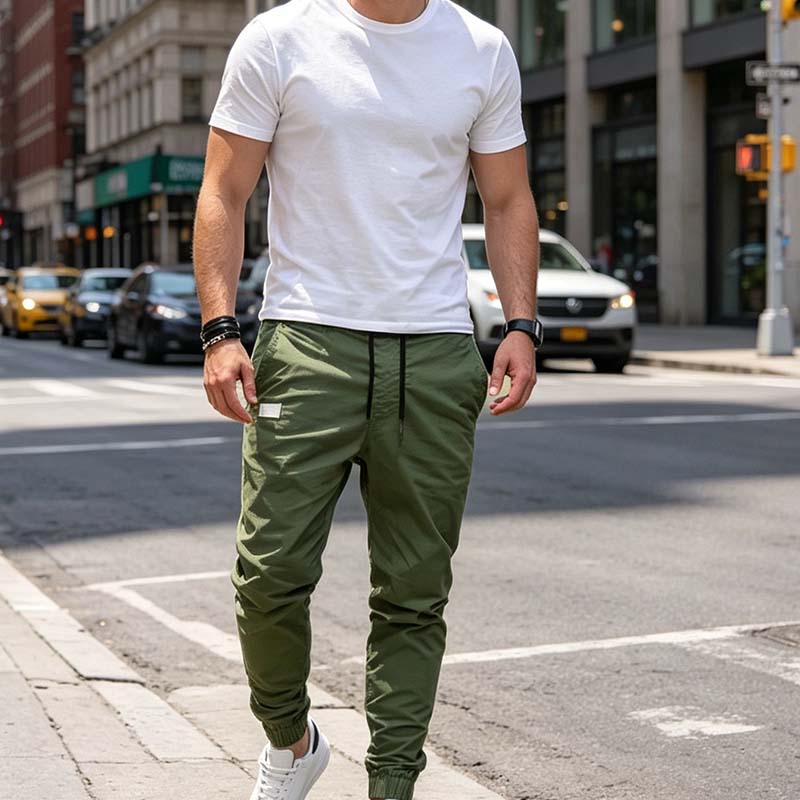 Pantalones jogger casual con cordón para hombre