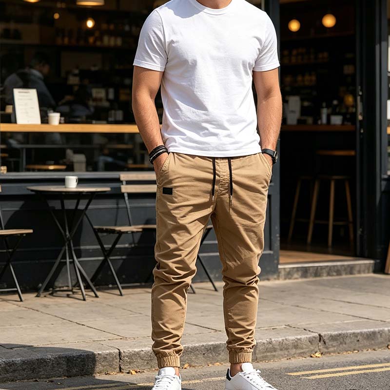 Pantalones jogger casual con cordón para hombre
