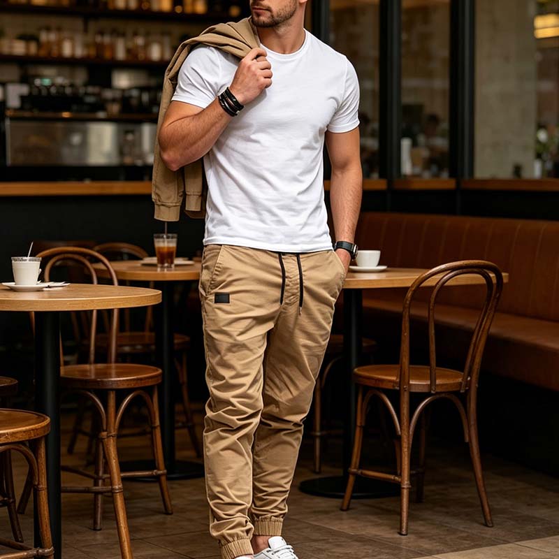 Pantalones jogger casual con cordón para hombre