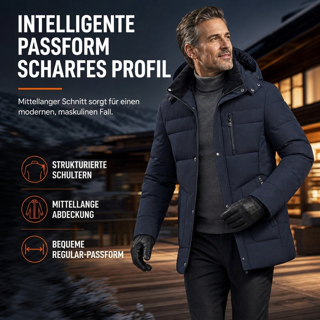 Chaqueta acolchada de invierno de largo medio para hombre, elegante y casual
