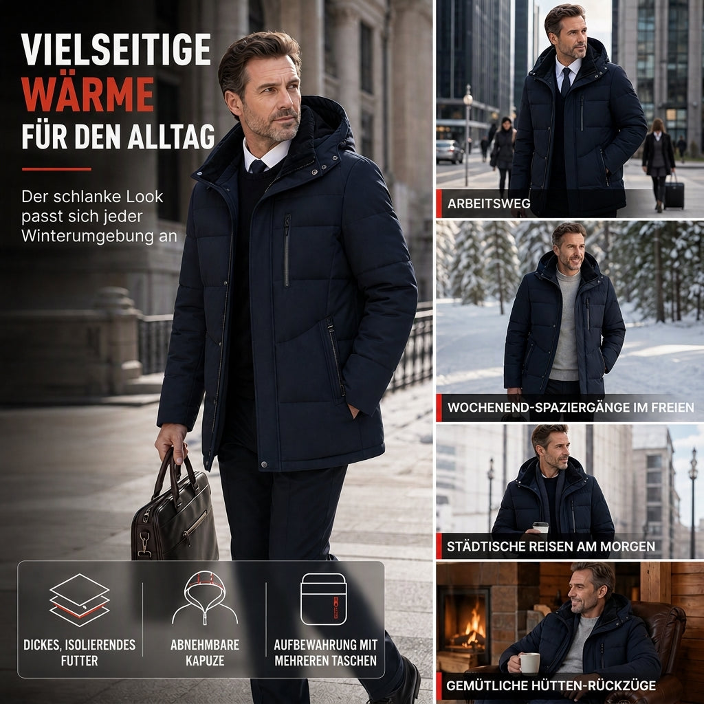 Chaqueta acolchada de invierno de largo medio para hombre, elegante y casual