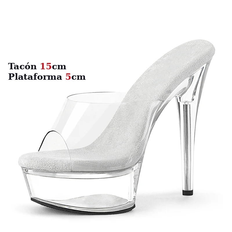 Sandalias de Cristal Transparente Tacón Fino 12/13/15cm