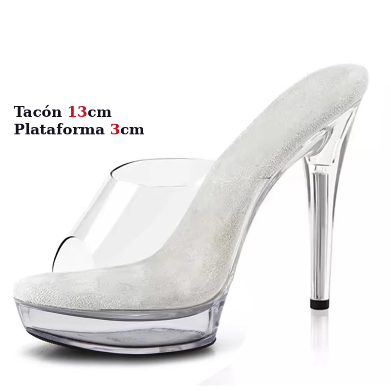 Sandalias de Cristal Transparente Tacón Fino 12/13/15cm